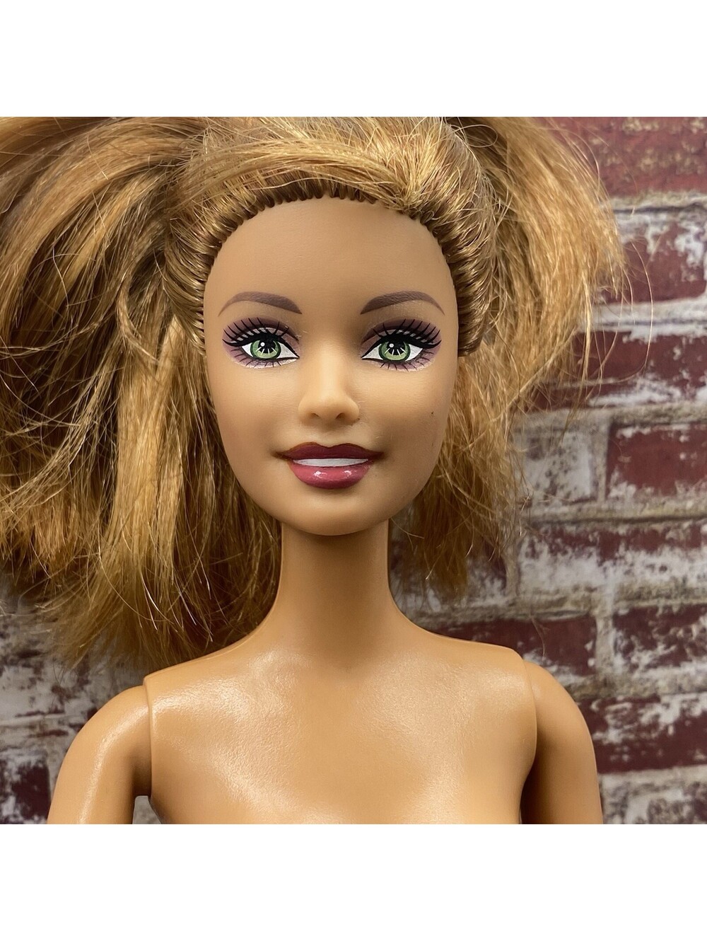 Vintage 2002 Pop Sensation Barbie Doll Nude Green Eyes Smile Pink Lips B20